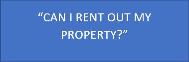 Text "Can I rent out my property?" on a blue background