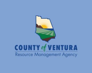 Logo of the County of Ventura Resource Management Agency. The logo includes an outline of Ventura County with a depiction of a sunrise, mountains, and farmland.