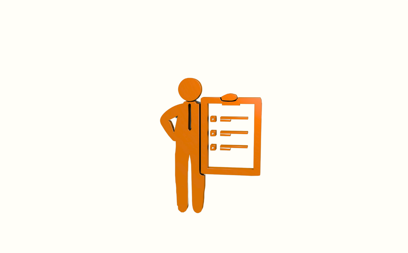 Illustration of an orange figure holding a clipboard with a checklist.