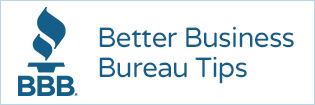 BBB logo next to the text "Better Business Bureau Tips"